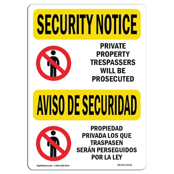 Sign, 3.5" H, 5" W, Private Property Trespassers, Landscape, SN-D-35-L-11631-10PK